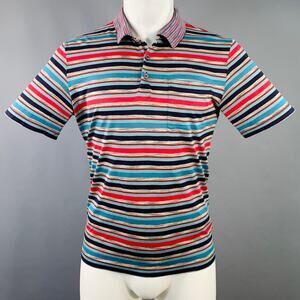 MISSONI SPORT Size S Blue Red Stripe Cotton One Pocket Polo
